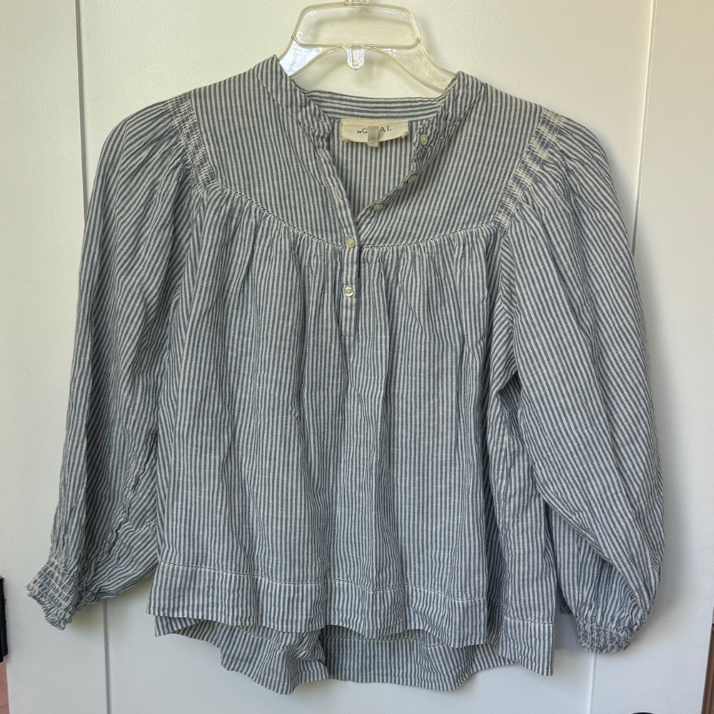 The Great Sea Salt Blue Stripe Women's Peasant Blouse